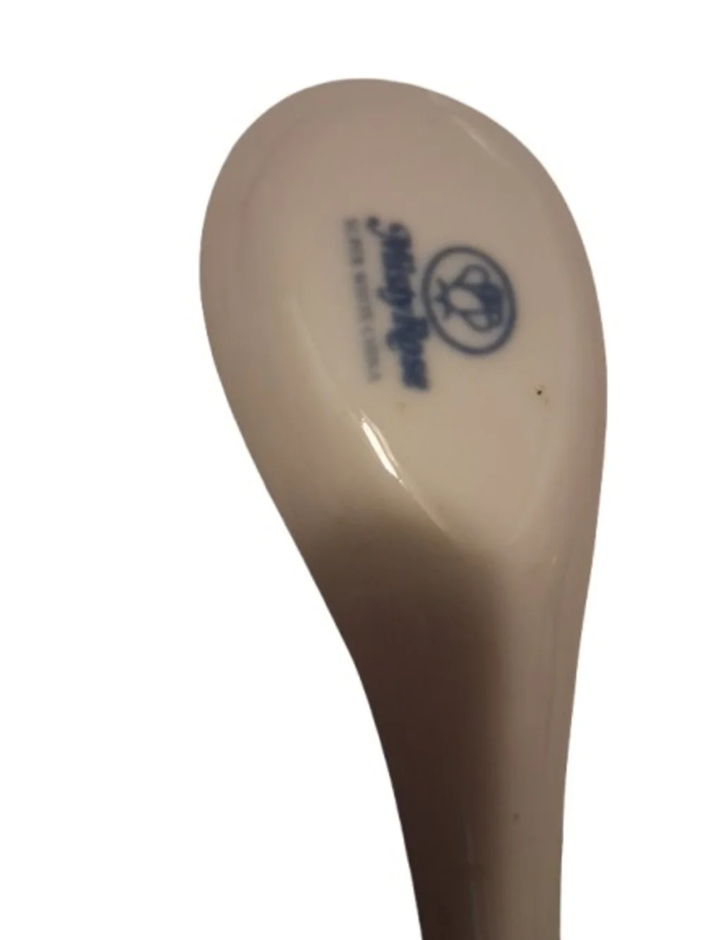 New Koi Carp Ceramic Serving Spoon with Blue Fish Motif - Cream